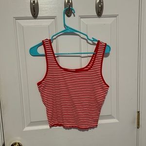 Red Striped Crop Top